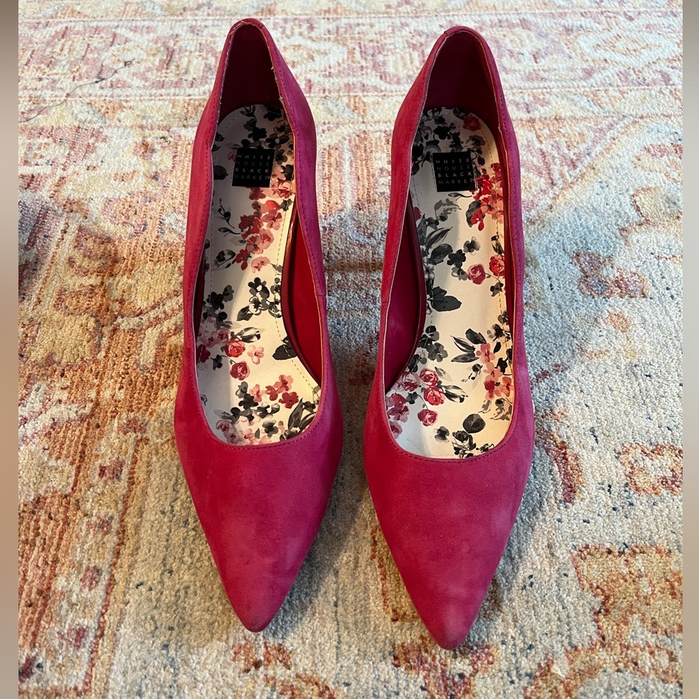 White House Black Market Pink Suede Heels